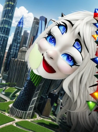 scandia gnomes,skycraper,scandia gnome,fantasy city,cruella de ville,bjork,panoramical,metropolis,fractalius,baku eye,3d fantasy,cruella,cgi,cynthia (subgenus),city trans,city ​​portrait,anime 3d,3d rendered,whites city,digiart