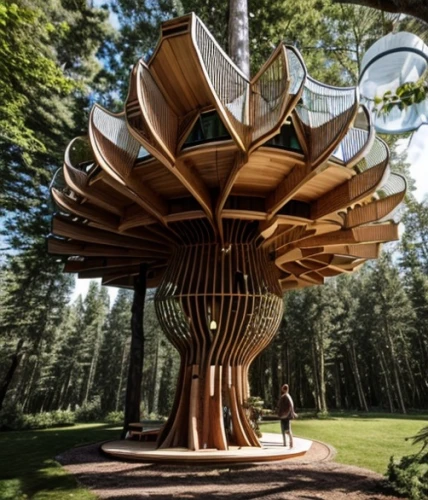 tree house hotel,steel sculpture,penny tree,insect house,tree house,wood art,garden sculpture,sculpture park,wooden sauna,treehouse,wood structure,kinetic art,outdoor structure,environmental art,forest chapel,made of wood,eco hotel,wood angels,wooden construction,public art