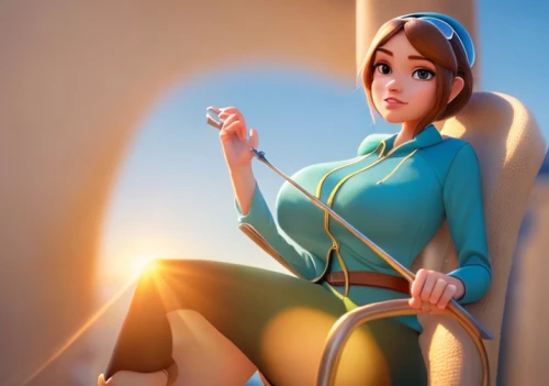 princess anna,rapunzel,elsa,disney character,mulan,tangled,elf,tiana,princess sofia,flight attendant,elves flight,sitting on a chair,character animation,stewardess,cinderella,cg artwork,glider pilot,pocahontas,3d rendered,fantasia,Game&Anime,Pixar 3D,Pixar 3D,Game&Anime,Pixar 3D,Pixar 3D