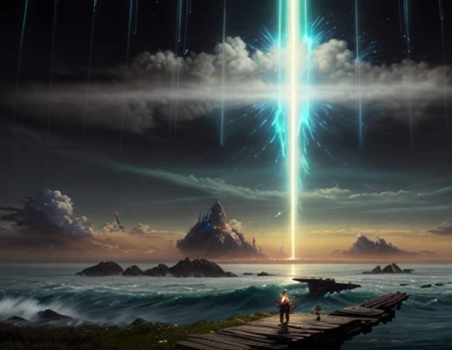 fantasy picture,tribute in light,the pillar of light,fantasy landscape,sci fiction illustration,world digital painting,beam of light,futuristic landscape,heaven gate,beacon,background image,parallel worlds,northen light,firmament,the horizon,parallel world,games of light,guiding light,fantasy art,atmospheric phenomenon,Architecture,General,Modern,Classical Geometry,Architecture,General,Modern,Classical Geometry