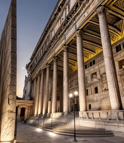 ancient roman architecture,saint george's hall,musei vaticani,pantheon,doric columns,classical architecture,national archives,treasury,basilica di san pietro in vaticano,vatican,neoclassical,rome at night,marble palace,bernini's colonnade,british museum,piazza san pietro,vaticano,vatican city,the parthenon,classical antiquity