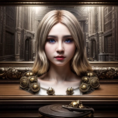 gothic portrait,fantasy portrait,mystical portrait of a girl,portrait background,alice,blond girl,play escape game live and win,fairy tale icons,libra,blonde girl,wooden doll,marionette,doll looking in mirror,fairy tale character,zodiac sign libra,female doll,blonde woman,fantasy art,maiden anemone,doll's head,Common,Common,Natural,Common,Common,Natural