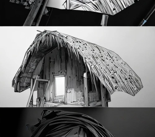 paper umbrella,straw hut,paper art,insect house,straw roofing,japanese architecture,thatch umbrellas,knight tent,frame house,japanese umbrella,roof structures,pencil art,wooden construction,overhead umbrella,thatch roof,wooden roof,cube stilt houses,folding roof,wood doghouse,hanging houses