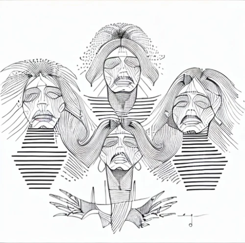 dali,el salvador dali,three wise men,the three wise men,1971,three kings,1973,honeysuckle family,hand-drawn illustration,heads,chili peppers,the beatles,beatles,album cover,heads of royal palms,four o'clocks,3-fold sun,star line art,quadrathlon,faces