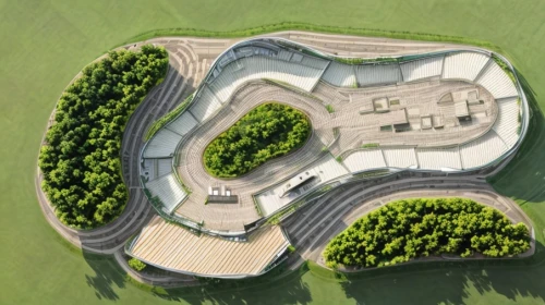 nürburgring,oval forum,sewage treatment plant,race track,solar cell base,ski facility,raceway,monza,helipad,lime rock,manor,prison,enclosure,military fort,go kart track,circuit,highway roundabout,artificial island,school design,kennel
