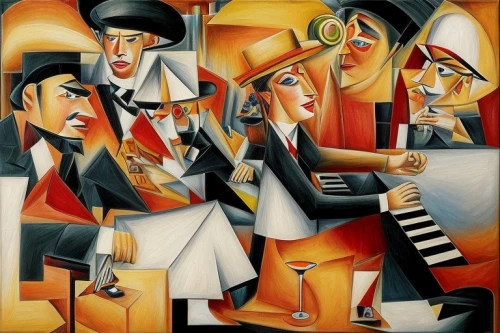 musicians,piano player,orchesta,musical ensemble,violinists,concerto for piano,street musicians,jazz club,jazz pianist,cubism,jazz,orchestra,man with saxophone,performers,singers,blues and jazz singer,accordion player,cabaret,instrument music,jazz singer,Common,Common,Photography,Common,Common,Photography