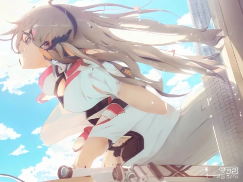 kantai collection sailor,poi,kantai,honolulu,on the roof,graf-zepplin,light cruiser,kayano,vocaloid,sanya,negev,koto,heavy cruiser,summer sky,white heart,fire poi,long-haired hihuahua,explosion,hair ribbon,subaru,Common,Common,Japanese Manga,Common,Common,Japanese Manga