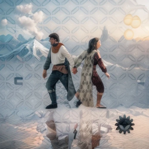 ice hotel,chasm,dancing couple,digital compositing,ice dancing,modern dance,above the clouds,ice skating,fall from the clouds,burning man,video scene,double exposure,video clip,snow scene,cloud play,diorama,infinite snow,stage curtain,eternal snow,eskimo,Common,Common,Film,Common,Common,Film