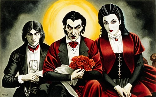 gothic portrait,cd cover,dracula,rose family,nightshade family,the dawn family,verbena family,dance of death,bram stoker,vampires,barberry family,goth festival,gothic,vampira,danse macabre,family portrait,vampire woman,goth weekend,cabaret,singers
