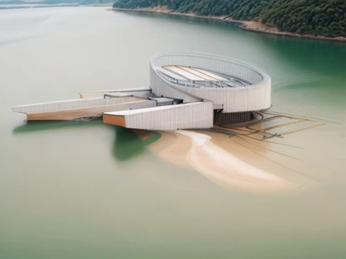 hydropower plant,sewage treatment plant,nuclear power plant,hydroelectricity,nuclear reactor,water power,concrete ship,cooling tower,niterói,artificial island,thermal power plant,concrete plant,wastewater treatment,sunken church,aquaculture,very large floating structure,futuristic art museum,nuclear power,coastal protection,bunker