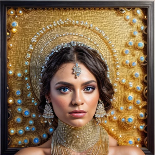 indian bride,jeweled,bridal jewelry,embellished,gold jewelry,cleopatra,bridal accessory,bollywood,henna frame,indian woman,radha,aditi rao hydari,jewellery,indian,boho art,indian girl,ancient egyptian girl,bindi,indian art,gold foil art,Realistic,Jewelry,Statement