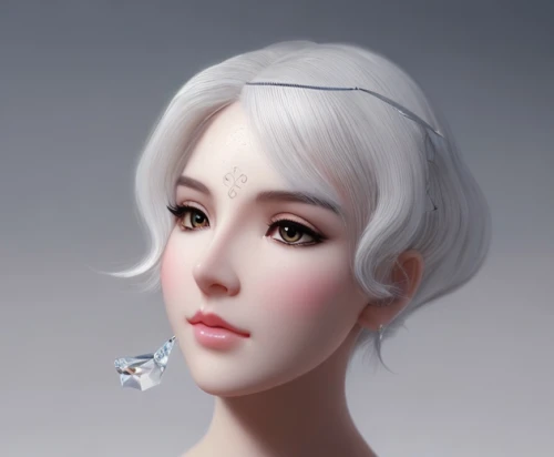 white rose snow queen,princess' earring,vanessa (butterfly),white butterflies,3d model,the snow queen,elsa,cosmetic,violet head elf,white lady,white butterfly,fantasy portrait,blanche,dewdrop,pale,eglantine,crown render,doll's facial features,natural cosmetic,celastrina,Game&Anime,Manga Characters,Fantasy