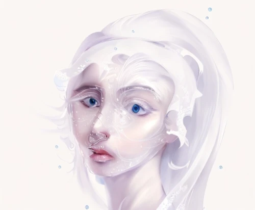 the snow queen,white lady,ice queen,digital painting,water pearls,watery heart,white rose snow queen,water rose,dewdrop,angel's tears,opal,porcelain,water glace,water creature,egg white snow,drops of milk,bridal veil,milk splash,blanche,waterdrop,Game&Anime,Manga Characters,Fantasy
