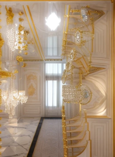 chandelier,ornate room,rococo,interior decoration,peterhof palace,ballroom,gold wall,royal interior,interior decor,hallway,marble palace,entrance hall,baroque,ornate,staircase,interior design,decoration,gold paint stroke,wedding decoration,ceiling lighting,Product Design,Jewelry Design,Europe,Statement Glam