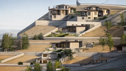 terraces,mountain settlement,house in mountains,habitat 67,house in the mountains,dunes house,roof landscape,house roofs,terraced,asian architecture,eco-construction,chinese architecture,iranian architecture,residential,mountain huts,3d rendering,hillside,karnak,dune ridge,concrete construction,Architecture,General,European Traditional,Spanish Art Deco