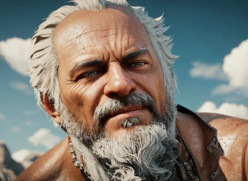male character,poseidon god face,white beard,sea god,witcher,poseidon,caesar,sadhu,old man of the mountain,god of the sea,male elf,old man,zeus,game character,ps4,2080ti graphics card,abraham,odin,silver fox,raider,Common,Common,Game