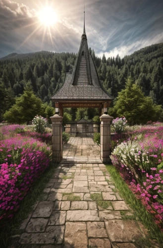 monastery garden,stone pagoda,fairytale castle,fairy tale castle,stone garden,roof landscape,carpathians,wishing well,home landscape,buddhist temple,gardens,stone palace,fairy tale castle sigmaringen,flower garden,the threshold of the house,zen garden,vipassana,white temple,towards the garden,somtum,Common,Common,Natural