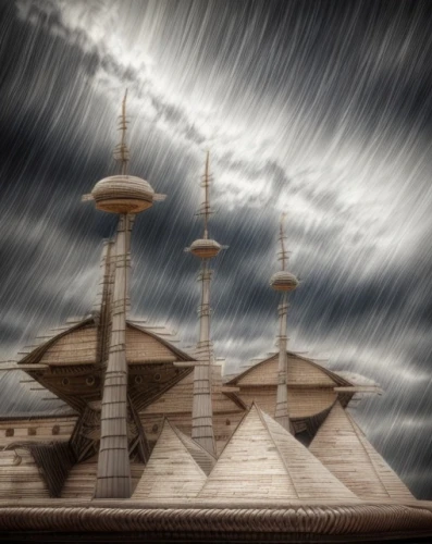 roof domes,tempodrom,mosques,musical dome,grand mosque,sandstorm,star mosque,islamic architectural,photomanipulation,mammatus,faisal mosque,fantasy city,alien invasion,photo manipulation,power towers,ramadan background,dome roof,cooling towers,wind machines,futuristic architecture,Common,Common,Natural