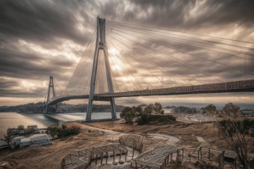 anzac bridge,cable-stayed bridge,suspension bridge,the akashi-kaikyo bridge,segmental bridge,akashi-kaikyo bridge,extradosed bridge,landscape photography,spit bridge,hanging bridge,bridge,tangshan railway bridge,bridges,angel bridge,golden bridge,danube bridge,hangman's bridge,hohenzollern bridge,cantilever bridge,rainbow bridge,Common,Common,Photography