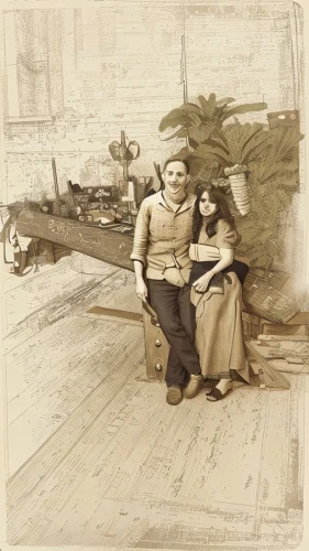 young couple,vintage man and woman,woman sitting,vintage drawing,man and wife,ambrotype,vintage boy and girl,sepia,man on a bench,wooden bench,camera illustration,lithograph,as a couple,threshing,antique background,1900s,on wood,carpenter,ethel barrymore - female,father with child