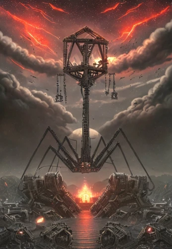 apocalypse,burning man,dystopian,apocalyptic,pillar of fire,metropolis,apiarium,post-apocalyptic landscape,cog,hall of the fallen,throne,dystopia,the throne,sextant,necropolis,fantasy picture,scythe,testament,electric tower,biomechanical,Game&Anime,Manga Characters,Darkness