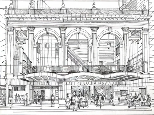 grand central station,grand central terminal,movie palace,south station,fox theatre,atlas theatre,saint george's hall,theatre,department store,theater stage,warner theatre,concept art,theatre stage,konzerthaus berlin,pitman theatre,union station,central station,theater,ohio theatre,semper opera house,Design Sketch,Design Sketch,Hand-drawn Line Art