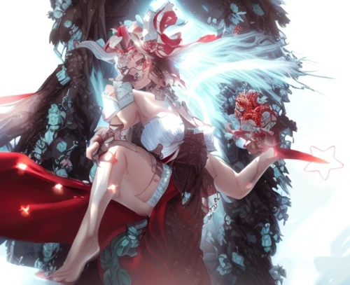 scarlet witch,white rose snow queen,red riding hood,amano,queen of hearts,red saber,the enchantress,the snow queen,goddess of justice,sorceress,darth talon,summoner,kitsune,ice queen,tiber riven,sidonia,transistor,fairy queen,white and red,cg artwork,Game&Anime,Manga Characters,Darkness