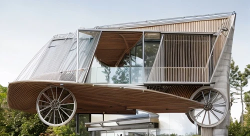 horse trailer,house trailer,cube stilt houses,mobile home,cubic house,bicycle trailer,covered wagon,cube house,folding roof,teardrop camper,wooden carriage,wooden wagon,travel trailer,inverted cottage,frame house,recreational vehicle,shipping container,timber house,wooden house,wooden sauna,Architecture,General,Modern,Mid-Century Modern