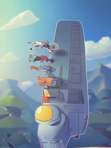 airships,cartoon video game background,space tourism,air ship,rocketship,sky space concept,bottleneck,take-off of a cliff,space ships,gyroplane,bird tower,airship,spaceships,sky train,game illustration,panoramical,space glider,amusement ride,rocket ship,travelers,Common,Common,Cartoon