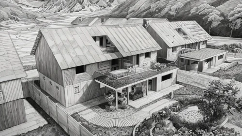 house in mountains,house in the mountains,timber house,house drawing,dunes house,escher village,escher,mountain huts,mountain hut,log home,eco-construction,wooden house,the cabin in the mountains,cubic house,clay house,cliff dwelling,wooden houses,mountain settlement,inverted cottage,wooden construction,Art sketch,Art sketch,Fantasy
