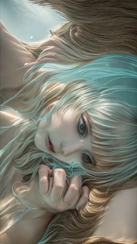 water nymph,siren,rusalka,merfolk,submerged,fantasy portrait,the blonde in the river,mermaid,water-the sword lily,mystical portrait of a girl,submerge,watery heart,immersed,under the water,alice,underwater,under water,amano,hatsune miku,underwater background,Common,Common,Natural