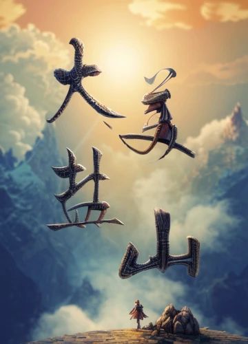 fairies aloft,flying birds,flying seeds,elves flight,3d fantasy,flying noodles,flying girl,fantasy picture,photo manipulation,shaolin kung fu,leap of faith,bird flight,birds in flight,the pied piper of hamelin,world digital painting,flight,cirque du soleil,flying snake,tightrope,birds flying,Realistic,Movie,Playful Fantasy