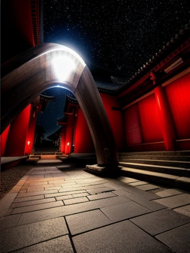 stargate,walkway,sky space concept,red lantern,underpass,archway,portals,futuristic art museum,gateway,planetarium,ambient lights,arches,night view of red rose,hall of the fallen,space port,3d render,entry path,3d rendering,visual effect lighting,hallway space,Realistic,Landscapes,Mystical Spaces