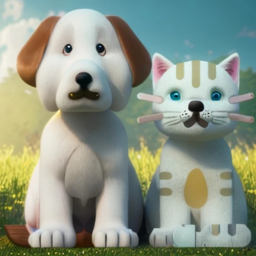 dog and cat,dog - cat friendship,paw,animal film,cute animals,dog cat,3d model,two cats,cartoon cat,cinema 4d,pawprints,cute cartoon image,dog siblings,pet,3d render,two dogs,spots eyes,3d rendered,breed cat,the cat and the,Common,Common,Game