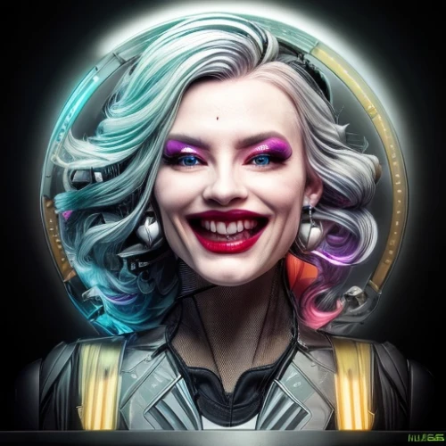 harley,harley quinn,vampire woman,medusa,fantasy portrait,custom portrait,vampire lady,killer smile,grin,tiktok icon,jaya,vector illustration,dental hygienist,world digital painting,marilyn,cg artwork,head woman,vector art,twitch icon,transistor,Common,Common,Fashion