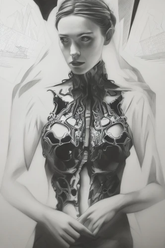 biomechanical,fashion illustration,drawing mannequin,illustrator,sci fiction illustration,augmented,dead bride,graphite,priestess,cyborg,lotus art drawing,grayscale,amano,dark art,world digital painting,art book,digital artwork,fashion design,synthesis,cuirass,Art sketch,Art sketch,Ultra Realistic