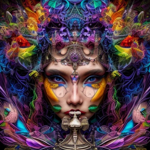 psychedelic art,fractals art,psychedelic,mystical portrait of a girl,shamanic,hallucinogenic,shamanism,shaman,fantasy art,kaleidoscope art,faerie,faery,kaleidoscope,meridians,kaleidoscopic,the enchantress,fractalius,multicolor faces,fractals,fantasy portrait,Common,Common,Fashion