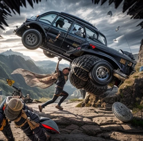snatch land rover,dacia,witcher,merc,game art,stunt performer,action-adventure game,mercedes glc,digital compositing,volkswagen touareg,dacia duster,fantasy picture,mercedes-benz gls,crossover suv,renault 5,mk2,hunting scene,mk1,defender,adventure sports,Common,Common,Photography