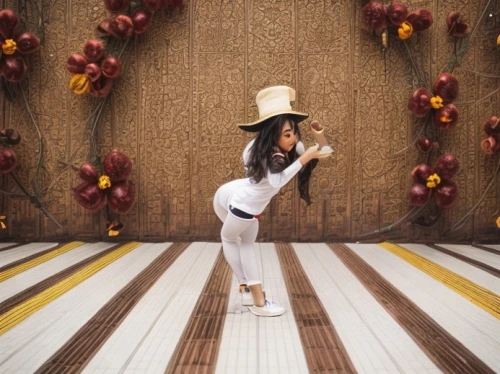 flower wall en,dance with canvases,hula hoop,hula,pirouette,twirl,panama hat,twirling,throwing hats,smooth criminal,cardboard background,conceptual photography,woman eating apple,checkered floor,majorette (dancer),artistic roller skating,boho background,white picket fence,decorative nutcracker,flamenco
