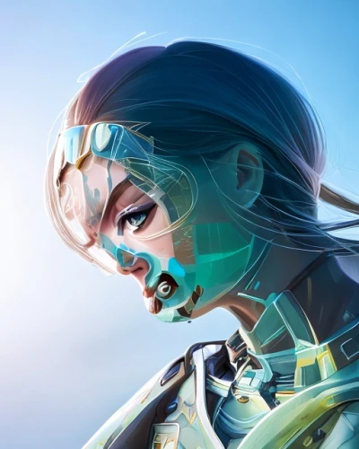 cyborg,blue enchantress,bjork,cg artwork,symetra,avatar,widowmaker,vector girl,biomechanical,wind warrior,sci fiction illustration,world digital painting,female warrior,fantasy portrait,cosmetic,fantasy woman,augmented,aura,warrior woman,digital painting,Game&Anime,Pixar 3D,Pixar 3D