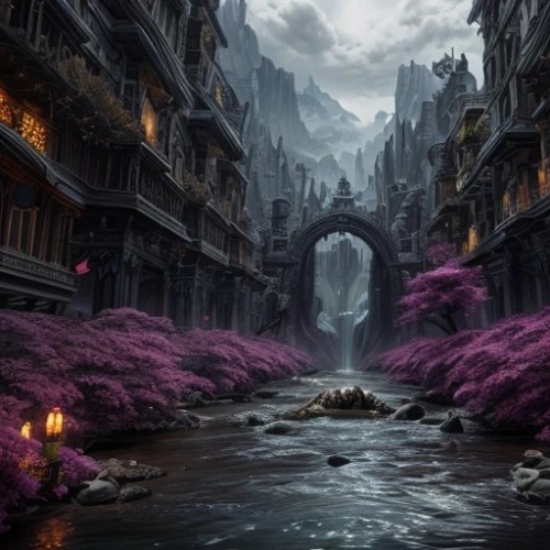 fantasy picture,fantasy landscape,3d fantasy,fantasy city,fantasy world,fantasy art,purple landscape,fairy world,dark world,fractal environment,ancient city,hall of the fallen,imperial shores,the valley of the,fairy village,photomanipulation,portal,the mystical path,pink city,a fairy tale,Common,Common,Commercial