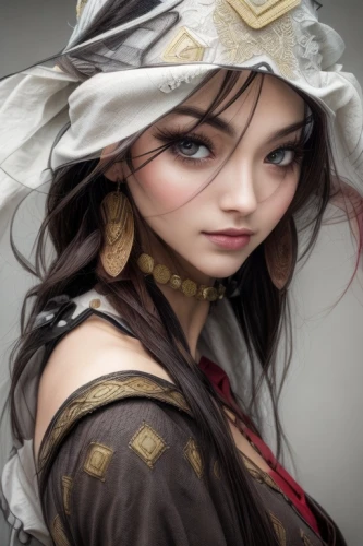 fantasy portrait,female warrior,sorceress,fantasy art,fantasy woman,warrior woman,the enchantress,thracian,fairy tale character,arabian,regard,mulan,world digital painting,ancient costume,asian costume,heroic fantasy,ancient egyptian girl,miss circassian,elven,the hat of the woman,Common,Common,Natural