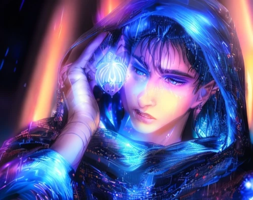 astral traveler,prism,gentiana,cyberspace,blue enchantress,priestess,libra,sorceress,callisto,sapphire,astral,aura,iridescent,zodiac sign libra,cassiopeia,ultraviolet,galaxy,prismatic,blue rain,universe,Game&Anime,Manga Characters,Darkness