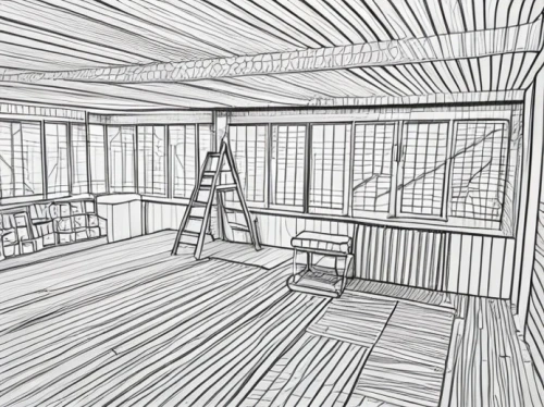 japanese-style room,attic,study room,wireframe graphics,wireframe,hanok,frame drawing,office line art,reading room,examination room,classroom,camera drawing,line drawing,assay office in bannack,sauna,wooden sauna,house drawing,abandoned room,empty interior,daylighting