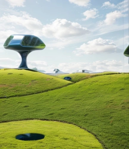 mushroom landscape,golf landscape,futuristic landscape,ufos,golf course background,ufo,grass golf ball,ufo interior,panoramic golf,feng shui golf course,feng-shui-golf,cosmos field,mushroom island,ufo intercept,golf hole,alien world,frisbee golf,sky space concept,alien planet,golf resort,Architecture,General,Modern,Creative Innovation