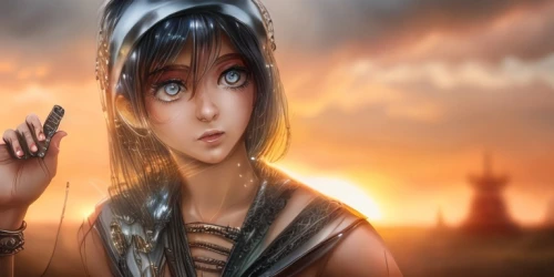 fantasy picture,fantasy art,world digital painting,fantasy portrait,anime 3d,ancient egyptian girl,princess anna,3d fantasy,sorceress,celtic queen,dusk background,anime cartoon,fantasy woman,digital compositing,fantasy girl,female warrior,anime girl,fairy tale character,lindsey stirling,mystical portrait of a girl,Game&Anime,Manga Characters,Darkness