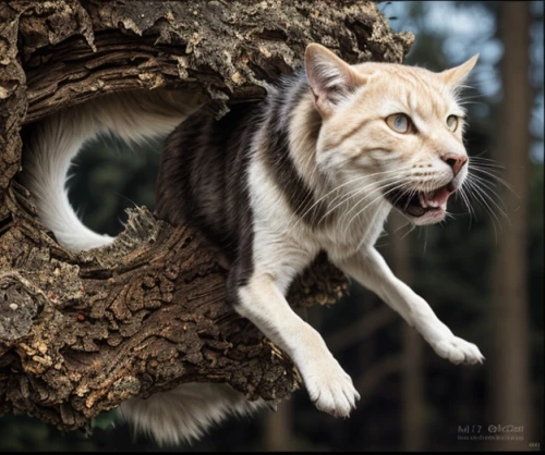 wild cat,mountain lion,pounce,norwegian forest cat,great puma,wildcat,to hunt,predation,cats in tree,he is climbing up a tree,animal photography,lynx,king of the jungle,on the hunt,feral cat,siberian cat,treeing feist,leap of faith,leaping,hunting,Common,Common,Photography