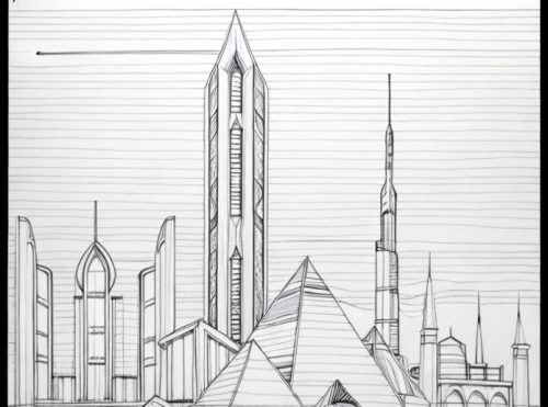kirrarchitecture,coloring page,chrysler building,lotte world tower,skyscrapers,church towers,city buildings,high-rises,tall buildings,skyscraper,sheet drawing,towers,buildings,metropolis,high rises,the skyscraper,coloring pages,minarets,urban towers,skyscraper town,Design Sketch,Design Sketch,Fine Line Art
