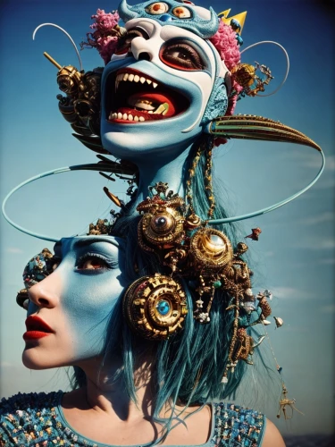 the carnival of venice,venetian mask,cirque du soleil,masquerade,blue enchantress,cirque,burning man,jester,adornments,hanging mask,comedy tragedy masks,voodoo woman,masque,body jewelry,fantasy art,masks,fantasy portrait,neon carnival brasil,bodypainting,body painting,Common,Common,Film