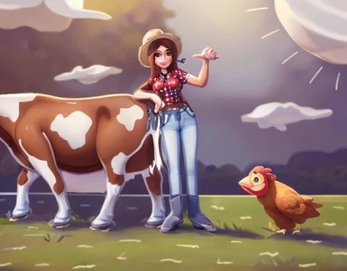 farm animals,farm girl,farm background,barnyard,countrygirl,farm animal,mother cow,farmer,farm set,livestock farming,farming,red holstein,farmyard,game illustration,livestock,cow boy,pony farm,farm,cattle show,cows,Game&Anime,Pixar 3D,Pixar 3D